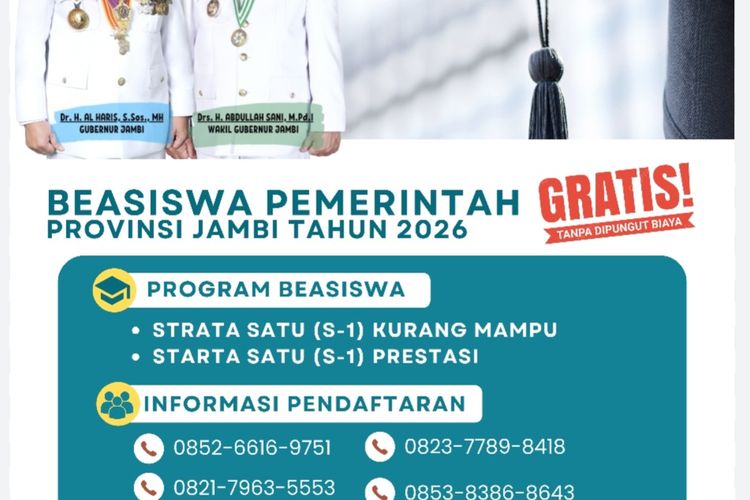 Beasiswa Pemprov Jambi 2026 Resmi Dibuka, Simak Syarat, Jadwal, dan Tahapan Lengkap Pendaftarannya