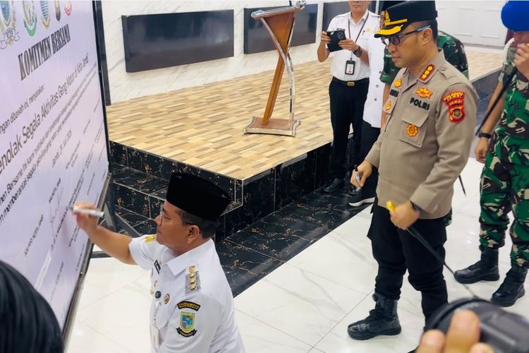 Tolak Aktivitas Berandalan Bermotor, Kapolresta Jambi, Walikota dan Forkompinda Teken Komitmen Bersama