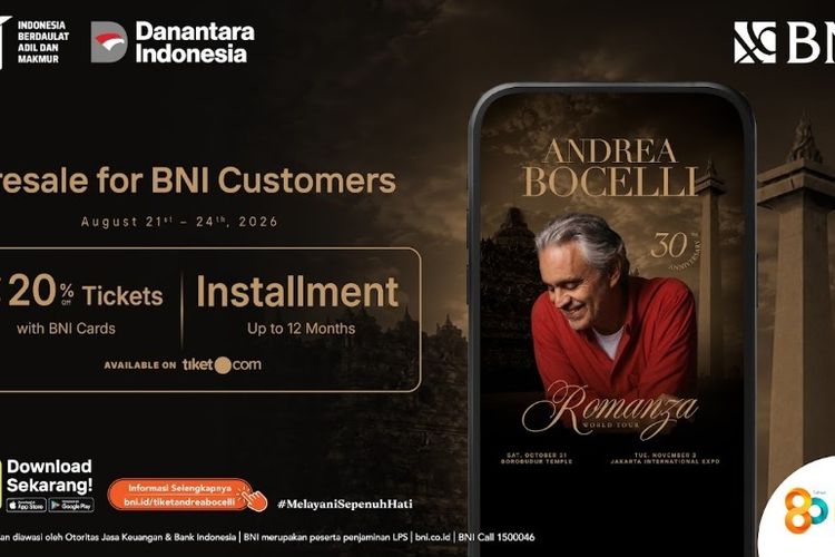 BNI Hadirkan Akses Eksklusif Menikmati Andrea Bocelli "Romanza" di Indonesia