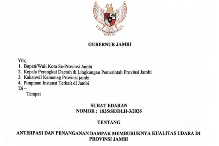 Kualitas Udara Memburuk, Gubernur Jambi Siapkan Opsi Belajar dari Rumah