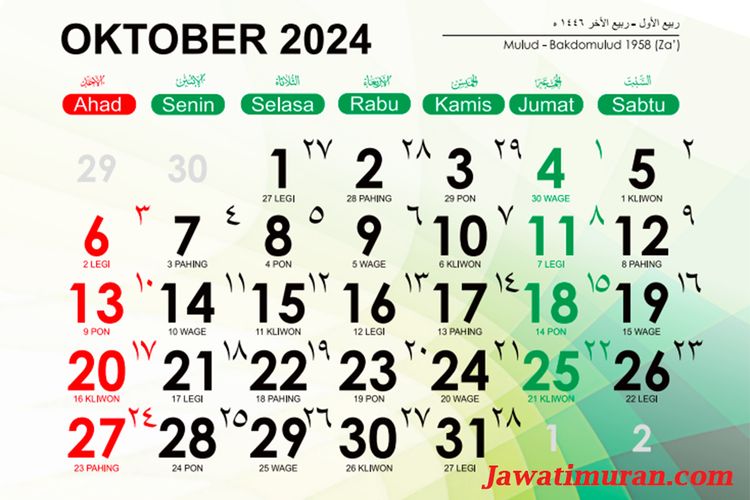 Inilah Kalender Jawa Desember 2024 Lengkap Weton Untuk Menghitung Hari ...