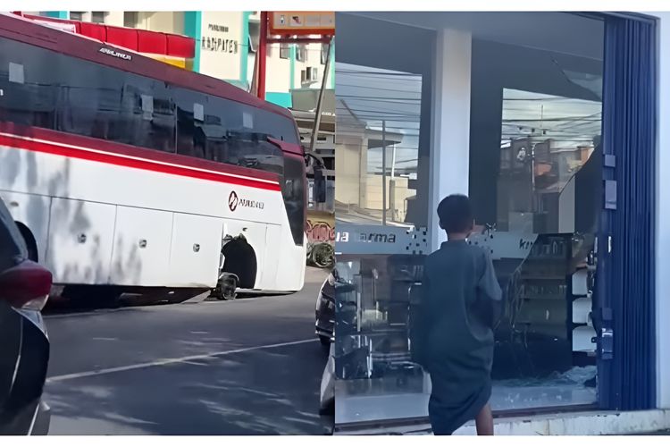Ban Bus Terlepas di Pertigaan Pamoyanan Tasikmalaya, Picu Kepanikan dan Sorotan Warganet