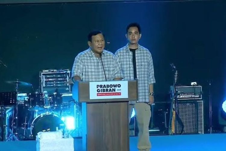 Prabowo Subianto Sapa Pimpinan Partai Koalisi Indonesia Maju dan Relawan di Istora Senayan, Unggul Versi Hitung Cepat