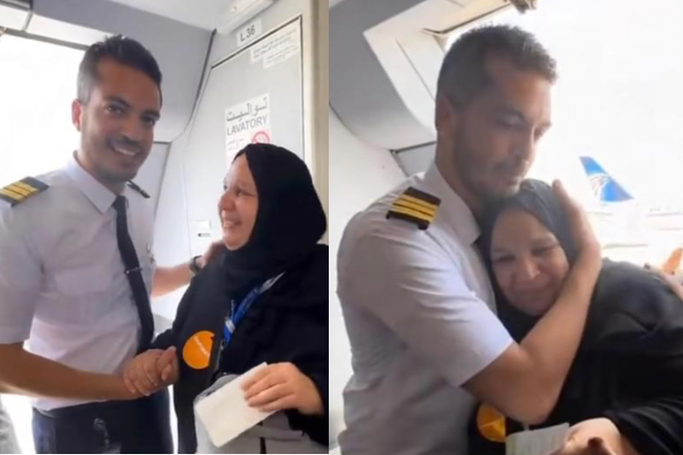 Tak Disangka Seorang Ibu Sedang Pergi Haji, Ternyata Pilot Pesawat Adalah Anaknya