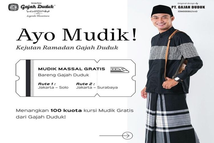Program Mudik Gratis 2024 Bareng Sarung Gajah Duduk, Cek Syarat dan Ketentuan Berlaku, Yuk Simak Lebih Lengkap!