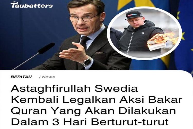 Swedia Legalkan Aksi Bakar Alquran yang Dilakukan dalam 3 Hari Berturut Turut di 3 Tempat, Warganet: BOIKOT Semua Produk Mereka!