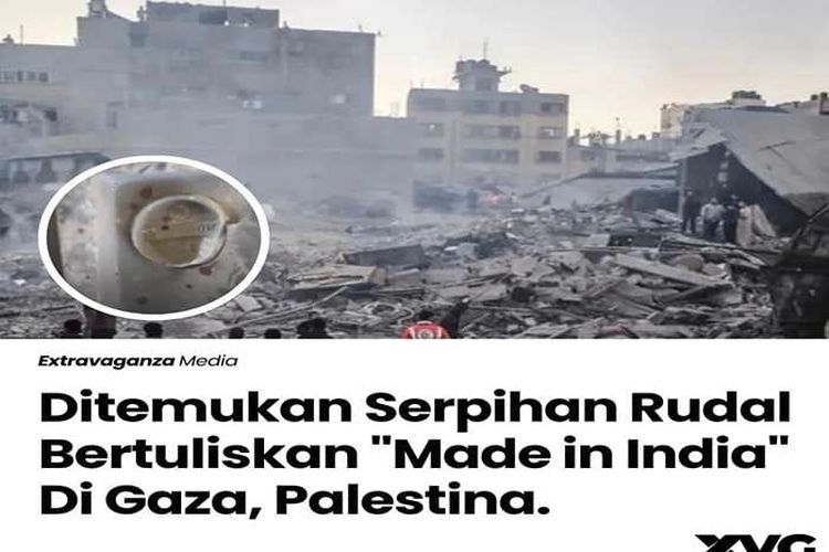 Fenomena Penemuan Serpihan Rudal Bertuliskan Made in India di Gaza Palestina Bikin Gusar Netizen