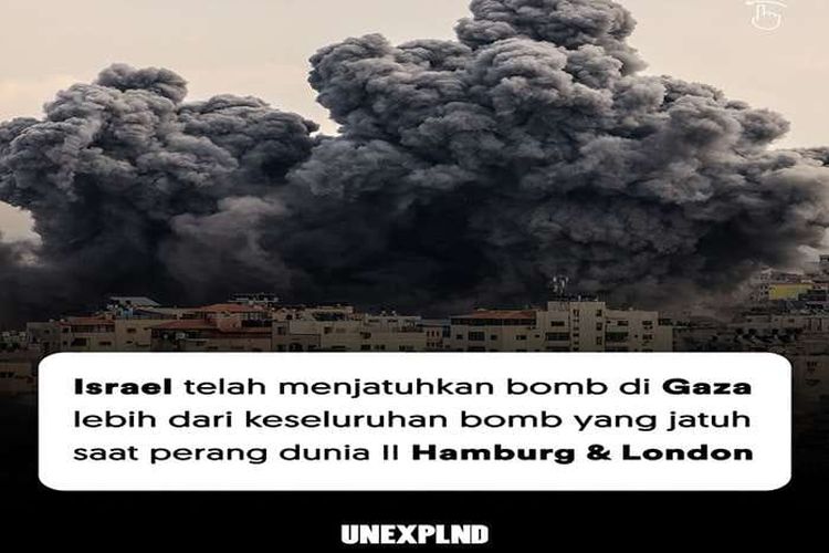 Diluar Nalar, Jumlah Bom yang Dijatuhkan Israel di Gaza, Palestina Ditaksir Melebihi Saat Perang Dunia II di Hamburg dan London