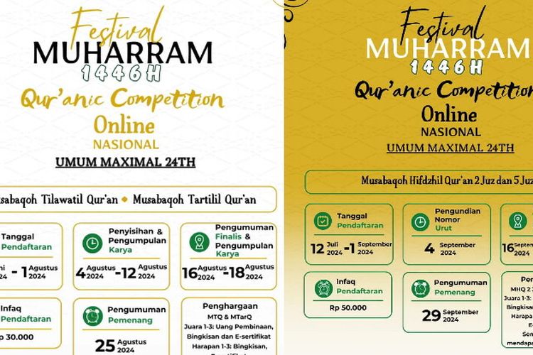 Festival Muharram 1446H Quranic Competition Online Nasional, Yuk Daftar Sekarang Juga!