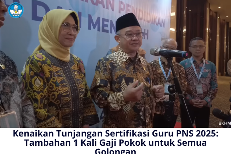 Kenaikan Tunjangan Sertifikasi Guru PNS 2025: Tambahan 1 Kali Gaji Pokok untuk Semua Golongan