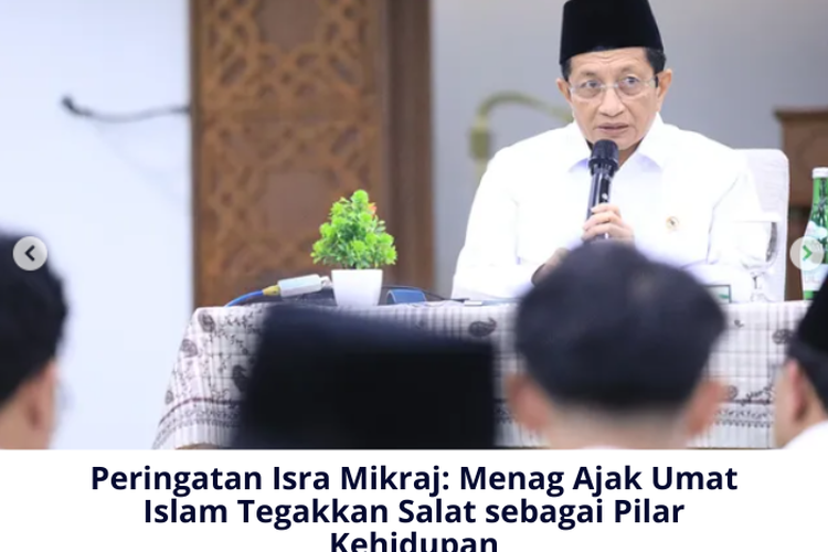 Peringatan Isra Mi'raj: Menag Nasaruddin Umar Ajak Umat Islam Tegakkan Shalat sebagai Pilar Kehidupan