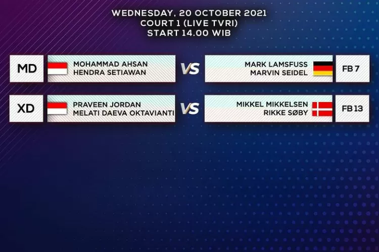 Jadwal Pertandingan Indonesia Di Denmark Open, 20 Oktober 2021 - Pojok ...