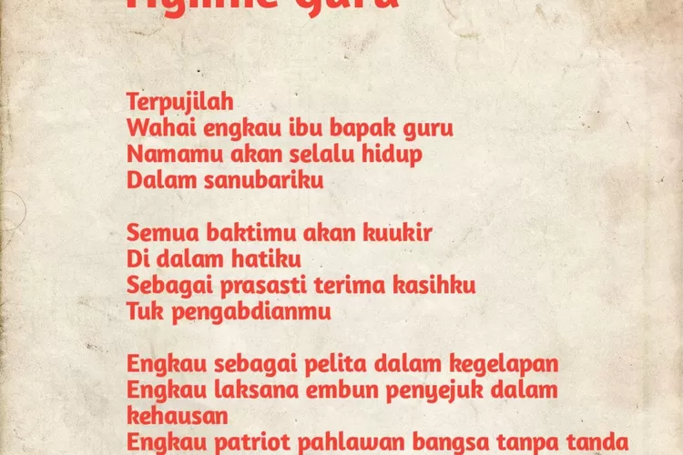 Ini Lirik Lagu Hymne Guru Sebagai Pelengkap Dalam Perayaan Hari Guru Nasional 2021 Fokus Satu