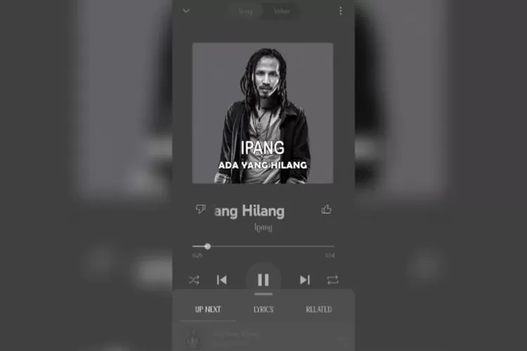 Ipang-Ada Yang Hilang via Aplikasi YouTube Music ((Tangkapan layar aplikasi YouTube Music di HP  Android))