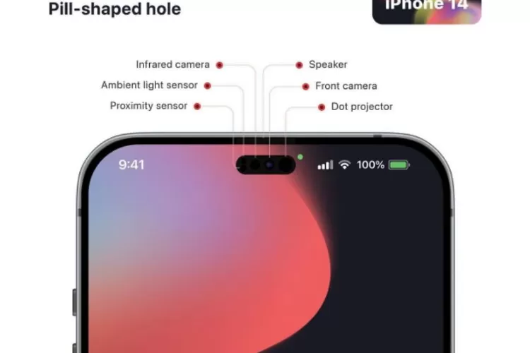 Desain render iPhone dengan Desain &quot;Pill Punch Hole&quot; di Bagian Layar (Tangkapan Layar Akun Instagram @angelolibero_design)