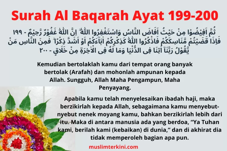 Surah Al Baqarah Ayat Arab Latin Dan Artinya Tentang Zikir Setelah Selesai Ibadah Haji