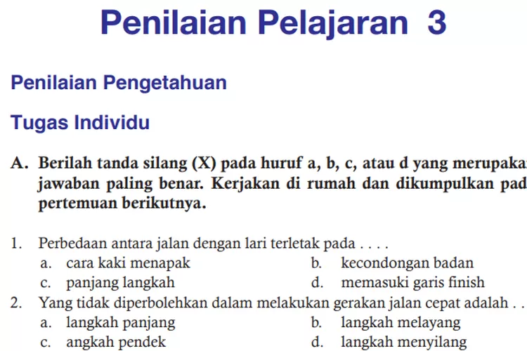 Kunci Jawaban PJOK Kelas 7 SMP/MTs Halaman 157 158 159 160 Penilaian ...