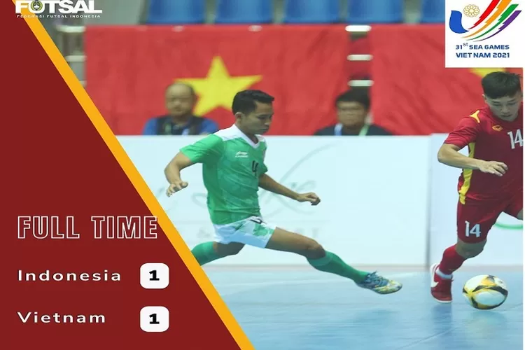  Hasil Pertandingan Timnas Futsal Indonesia Vs Vietnam di SEA Games Vietnam 11 Mei 2022 Dengan Skor 1-1 (www.instagram.com/@ federasifutsal_id)