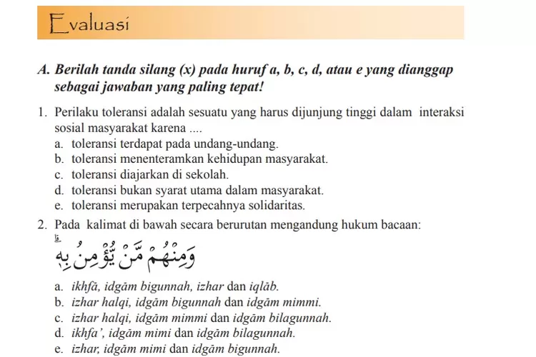 Kunci Jawaban PAI Kelas 11 SMA Halaman 194 195 Evaluasi Bab 11: Sikap ...