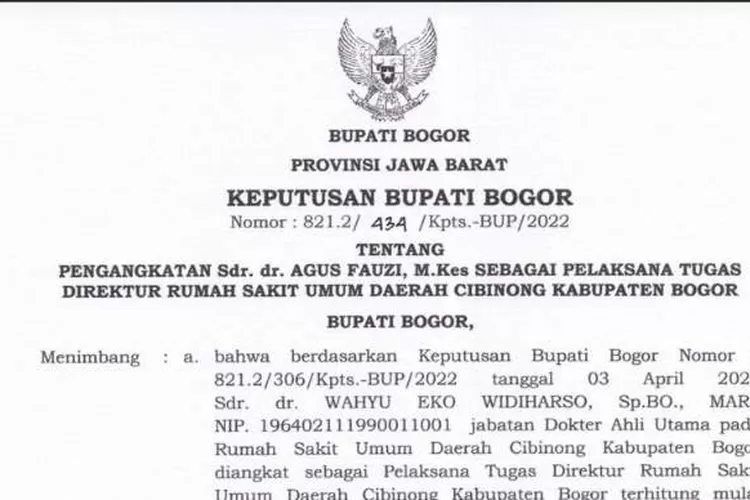Ulasan SK Plt Bupati Bogor, Iwan Setiawan (Istimewa/Bogor Times)