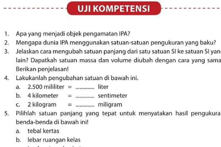 KUNCI JAWABAN IPA Kelas 7 SMP Halaman 31 Uji Kompetensi Bab 1 Esai ...