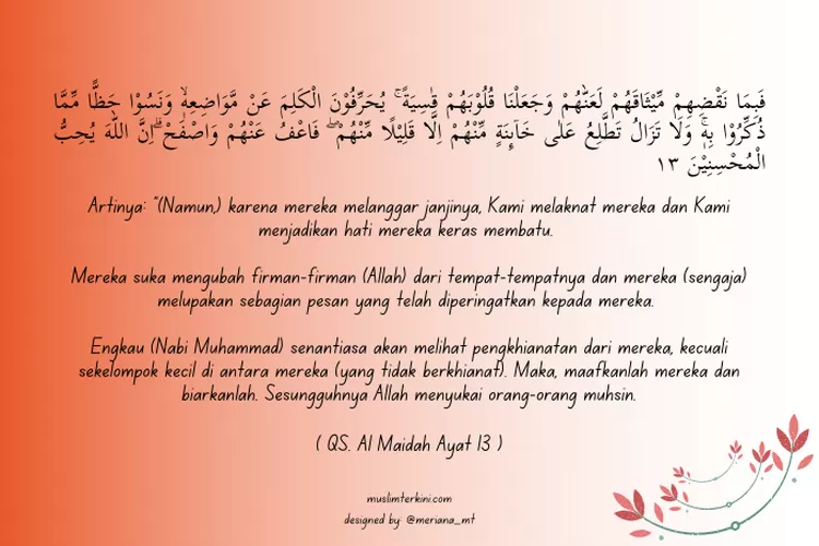 Surah Al Maidah Ayat 13 Arab Latin Dan Artinya Peringatan Pada Nabi