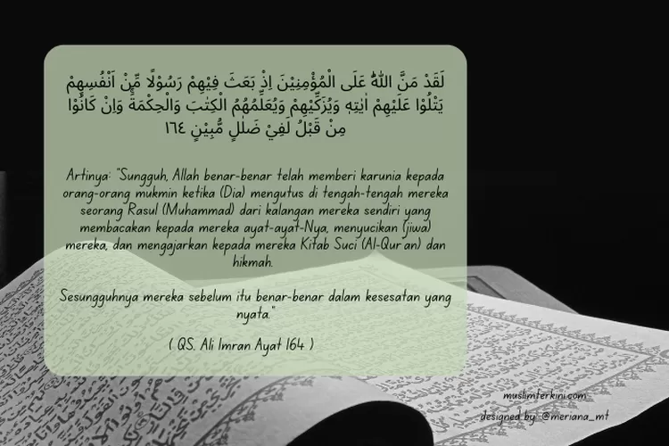 Surah Ali Imran Ayat 164 Arab Latin Dan Artinya, Tentang Nabi Muhammad ...