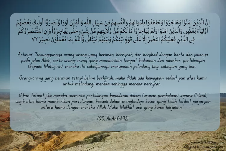 Surat Al Anfal Ayat 72 Arab Latin Dan Artinya, Tentang Hijrah Dan Jihad ...