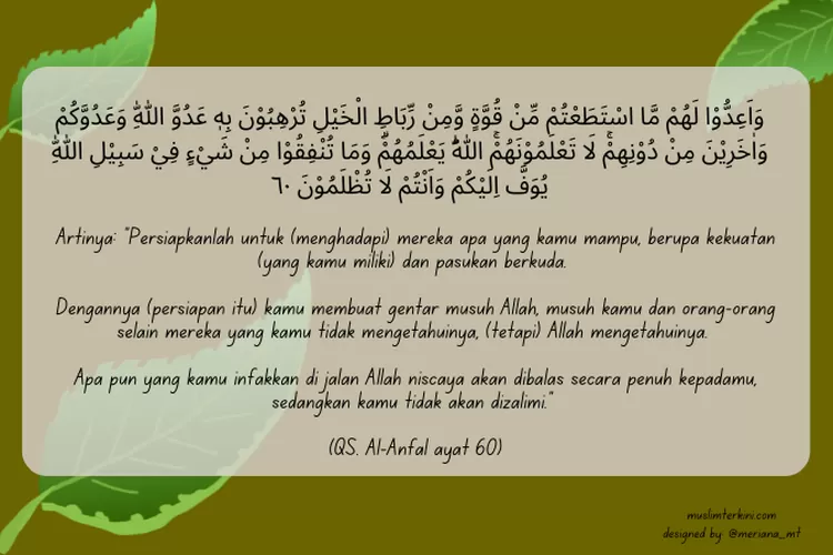 Surat Al Anfal Ayat 60 Arab Latin Dan Artinya, Tentang Persiapan ...