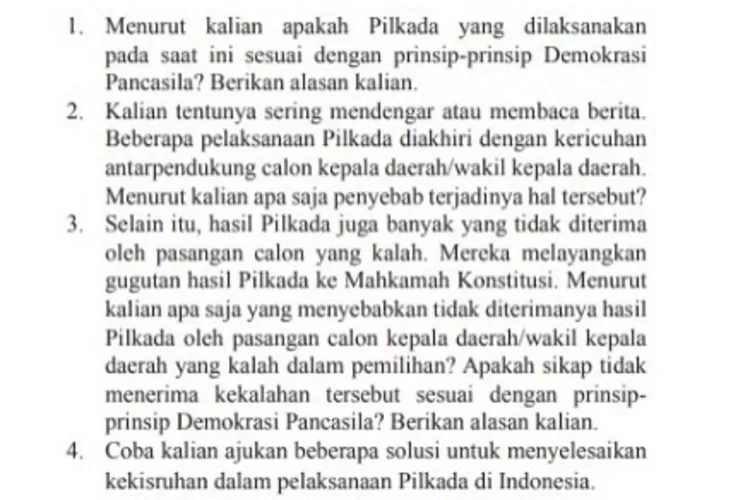 Pelaksanaan Pilkada Di Indonesia Tugas Kelompok 2.2, Kunci Jawaban PKN ...