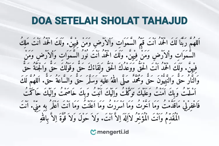 Niat Sholat Tahajud Dan Doa Setelah Sholat Tahajud Arab Latin Dan