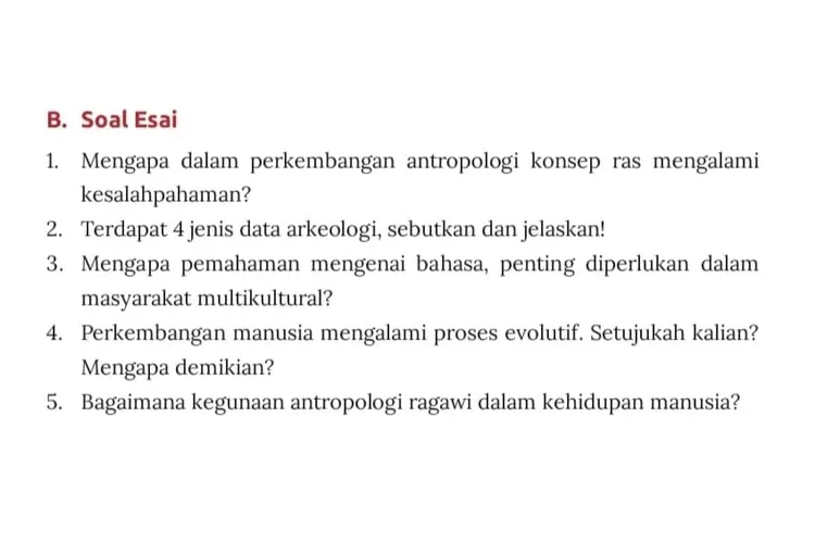 Kunci Jawaban Esai Antropologi Kelas 11 SMA Kurikulum Merdeka Halaman ...