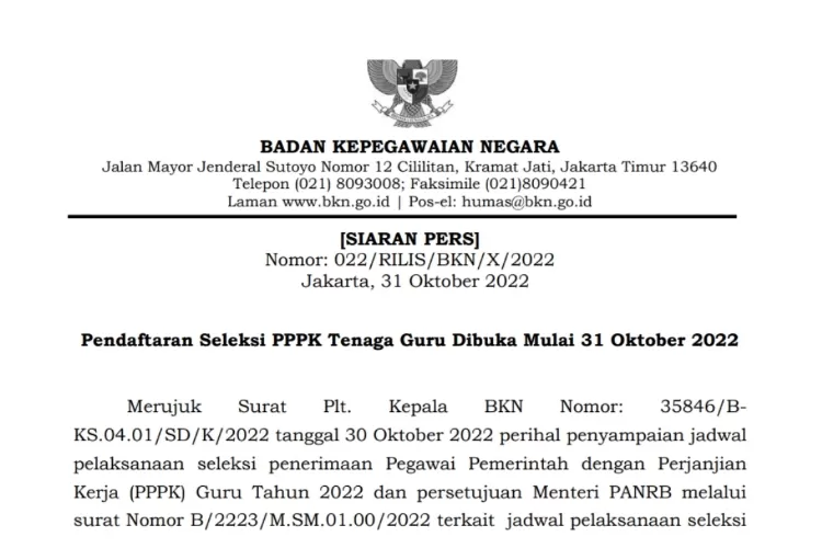 Sudah Dibuka, BKN Buka Pendaftaran Seleksi PPPK Tenaga Guru, Ini Link ...