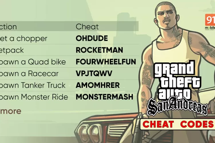 Pasword atau kode cheat gta san Andreas Android menggunakan