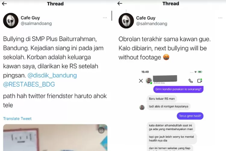 Viral Di Twitter! Siswa SMP Plus Baiturrahman Bandung Jadi Korban Bully ...