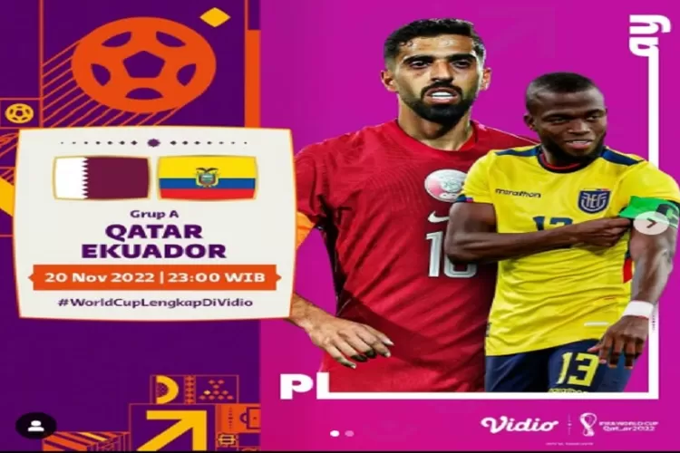 Link Nonton Live Streaming Qatar Vs Ekuador di Piala Dunia 2022 Tanggal 20 November 2022 Pertandingan Perdana Seru Untuk Ditonton ( www.instagram.com/@vidiosports)