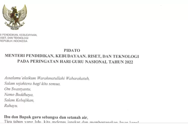 Teks Pidato Hari Guru Nasional Resmi Kemdikbud Untuk Amanat