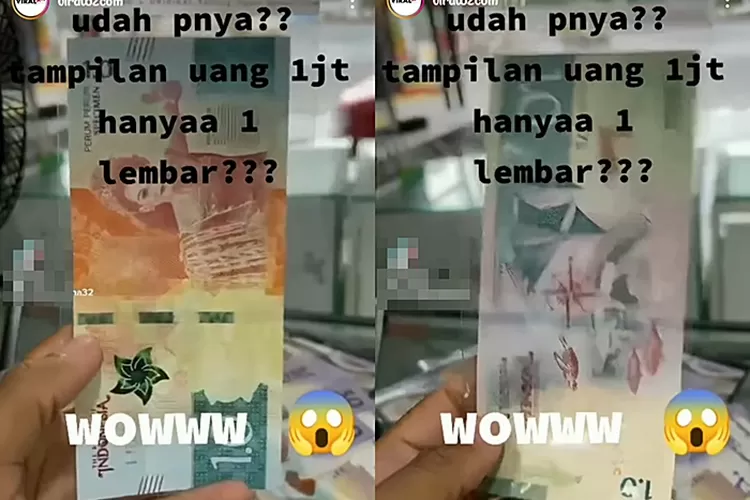 Tampilan uang pecahan satu juta rupiah dalam sebuah video yang membuat Bank Indonesia mengeluarkan tanggapannya. (Instagram  @viral62com)