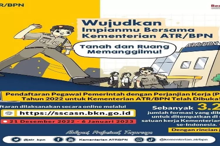 Pendaftaran PPPK Kementerian ATR BPN Dibuka Ada 3.296 Formasi Yang ...