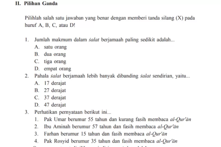 Kunci Jawaban PAI Kelas 7 SMP Soal Pilihan Ganda Halaman 56-58 ...