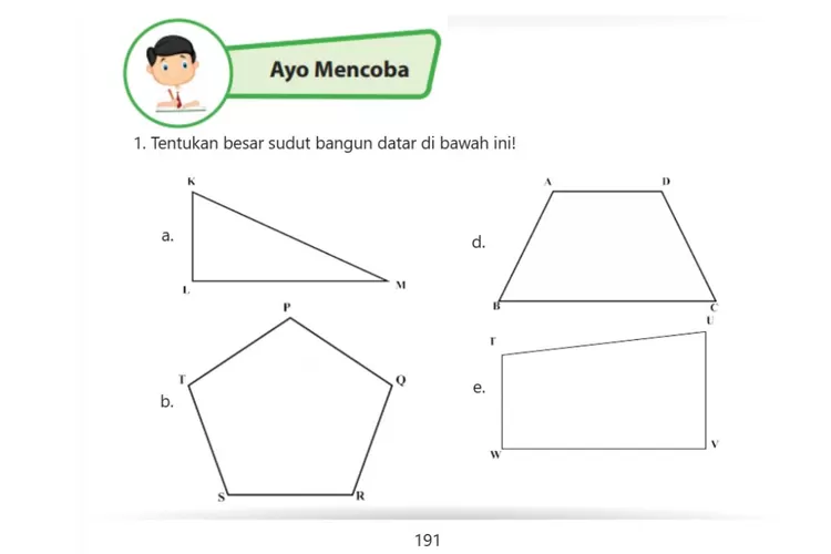 Kunci Jawaban Halaman 191 Matematika Kelas 4 Besar Sudut Bangun Datar ...