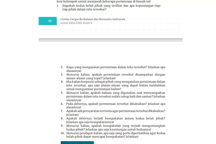 Kunci Jawaban Bahasa Indonesia Kurikulum Merdeka Kelas 10 SMA Halaman 88 dan 89 Teks Negosiasi