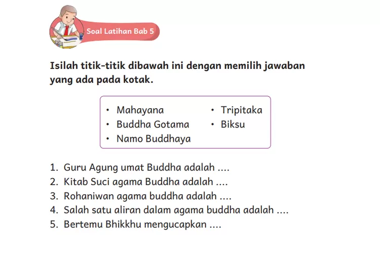 KUNCI JAWABAN Pendidikan Agama Buddha dan Budi Pekerti Kelas 1 SD