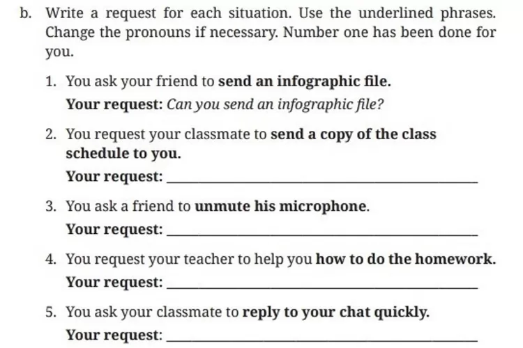 Kunci Jawaban Bahasa Inggris Kelas Kurikulum Merdeka Halaman Write A Request For Each