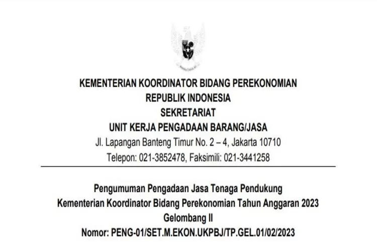 REKRUTMEN Tenaga Pendukung Teknis Kementerian Koordinator Bidang ...