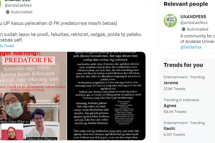 Heboh,Pasangan Mahasiswa FK Unand Diduga Lakukan Pelecehan Seksual ...