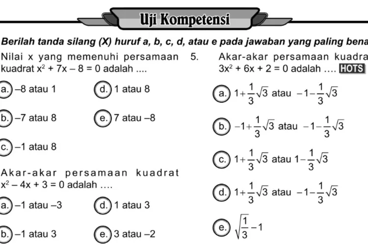 Kunci Jawaban LKS Putra Nugraha Matematika Kelas 10 Semester 2 Uji ...