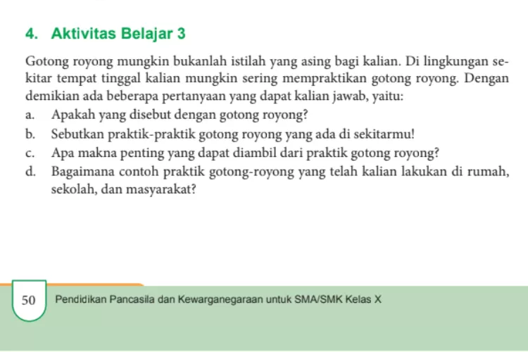 Kunci Jawaban PKN Kelas 10 Halaman 50 Kurikulum Merdeka, Aktivitas ...