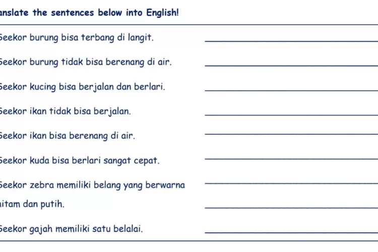 Kunci Jawaban Bahasa Inggris Kelas 3 English Book Menerjemahkan Kalimat ...