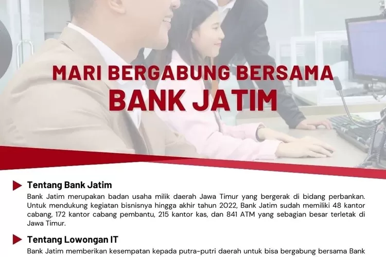 Kabar Baik Nih! Bank Jatim Buka Lowongan Pekerjaan Posisi IT, Buruan ...